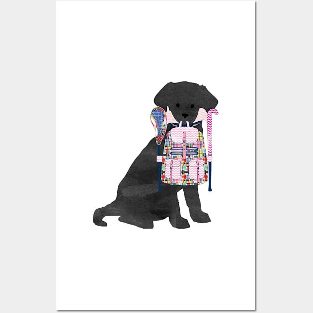 Black Lab Back To School Field Hockey Lacrosse Dog Wall Art by emrdesigns